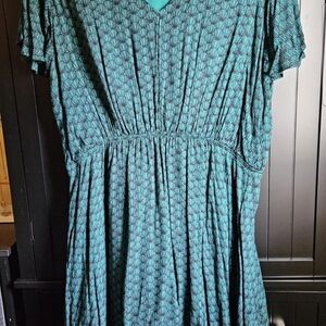 Merona Teal Patterned Midi Dress